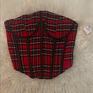 AKIRA Red and Black Plaid Bustier